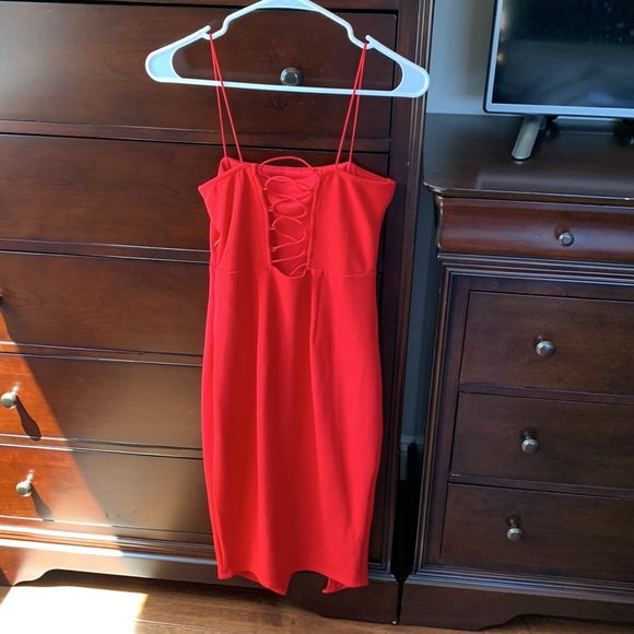 Hello molly red slit dress - Picture 3 of 4